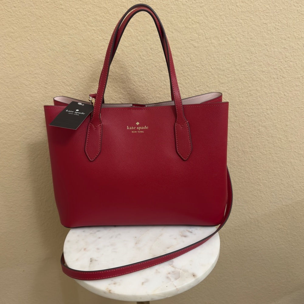 NWT Women’s KATE SPADE Harper Satchel Candied Cherry Grained leather crossbody - Picture 3 of 9